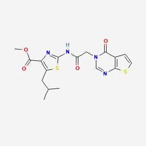 methyl (2E)-5-(2-methylpropyl)-2-{[(4-oxothieno[2,3-d]pyrimidin-3(4H)-yl)acetyl]imino}-2,3-dihydro-1,3-thiazole-4-carboxylate