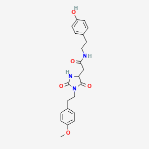 molecular formula C22H25N3O5 B10991439 N-[2-(4-hydroxyphenyl)ethyl]-2-{1-[2-(4-methoxyphenyl)ethyl]-2,5-dioxoimidazolidin-4-yl}acetamide 