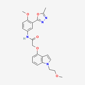 molecular formula C23H24N4O5 B10991487 2-{[1-(2-methoxyethyl)-1H-indol-4-yl]oxy}-N-[4-methoxy-3-(5-methyl-1,3,4-oxadiazol-2-yl)phenyl]acetamide 