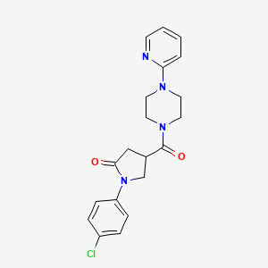 molecular formula C20H21ClN4O2 B10991520 1-(4-Chlorophenyl)-4-{[4-(pyridin-2-yl)piperazin-1-yl]carbonyl}pyrrolidin-2-one 