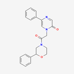 molecular formula C22H21N3O3 B10991535 1-[2-oxo-2-(2-phenylmorpholin-4-yl)ethyl]-5-phenylpyrazin-2(1H)-one 