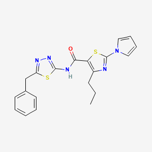 N-[(2Z)-5-benzyl-1,3,4-thiadiazol-2(3H)-ylidene]-4-propyl-2-(1H-pyrrol-1-yl)-1,3-thiazole-5-carboxamide