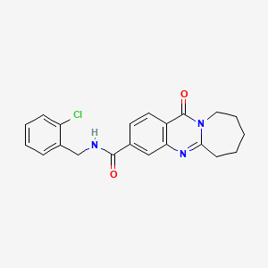 molecular formula C21H20ClN3O2 B10991562 N-(2-chlorobenzyl)-12-oxo-6,7,8,9,10,12-hexahydroazepino[2,1-b]quinazoline-3-carboxamide 