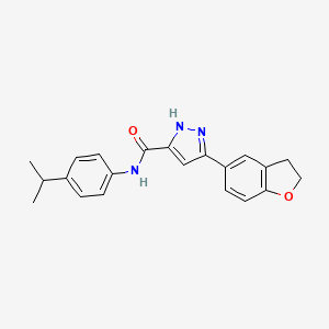 molecular formula C21H21N3O2 B10991617 5-(2,3-dihydro-1-benzofuran-5-yl)-N-[4-(propan-2-yl)phenyl]-1H-pyrazole-3-carboxamide 