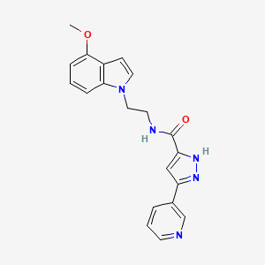 molecular formula C20H19N5O2 B10991632 N-[2-(4-methoxy-1H-indol-1-yl)ethyl]-5-(pyridin-3-yl)-1H-pyrazole-3-carboxamide 