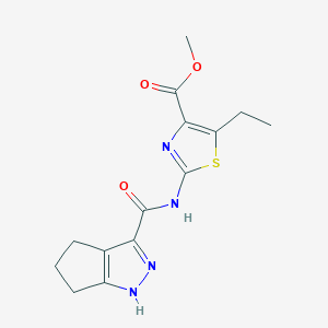 molecular formula C14H16N4O3S B10991637 Methyl 5-ethyl-2-[(1,4,5,6-tetrahydrocyclopenta[c]pyrazol-3-ylcarbonyl)amino]-1,3-thiazole-4-carboxylate 