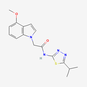 molecular formula C16H18N4O2S B10991736 2-(4-methoxy-1H-indol-1-yl)-N-[(2E)-5-(propan-2-yl)-1,3,4-thiadiazol-2(3H)-ylidene]acetamide 