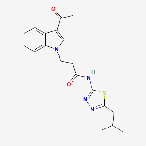 molecular formula C19H22N4O2S B10991757 3-(3-acetyl-1H-indol-1-yl)-N-[(2Z)-5-(2-methylpropyl)-1,3,4-thiadiazol-2(3H)-ylidene]propanamide 