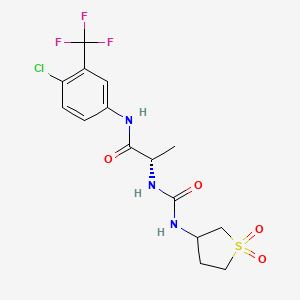 molecular formula C15H17ClF3N3O4S B10991812 N-[4-chloro-3-(trifluoromethyl)phenyl]-N~2~-[(1,1-dioxidotetrahydrothiophen-3-yl)carbamoyl]-L-alaninamide 