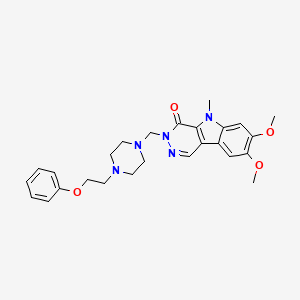 molecular formula C26H31N5O4 B10991830 7,8-dimethoxy-5-methyl-3-{[4-(2-phenoxyethyl)piperazin-1-yl]methyl}-3,5-dihydro-4H-pyridazino[4,5-b]indol-4-one 