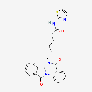 molecular formula C24H22N4O3S B10991926 6-(5,11-dioxo-6a,11-dihydroisoindolo[2,1-a]quinazolin-6(5H)-yl)-N-(1,3-thiazol-2-yl)hexanamide 