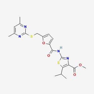 molecular formula C20H22N4O4S2 B10991938 Methyl 2-{[(5-{[(4,6-dimethylpyrimidin-2-yl)sulfanyl]methyl}furan-2-yl)carbonyl]amino}-5-(propan-2-yl)-1,3-thiazole-4-carboxylate 