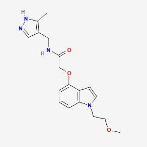 molecular formula C18H22N4O3 B10991949 2-{[1-(2-methoxyethyl)-1H-indol-4-yl]oxy}-N-[(3-methyl-1H-pyrazol-4-yl)methyl]acetamide 