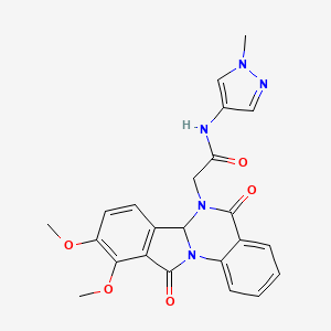 molecular formula C23H21N5O5 B10991957 2-(9,10-dimethoxy-5,11-dioxo-6a,11-dihydroisoindolo[2,1-a]quinazolin-6(5H)-yl)-N-(1-methyl-1H-pyrazol-4-yl)acetamide 