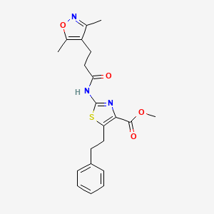 molecular formula C21H23N3O4S B10991993 Methyl 2-{[3-(3,5-dimethyl-1,2-oxazol-4-yl)propanoyl]amino}-5-(2-phenylethyl)-1,3-thiazole-4-carboxylate 