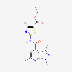 molecular formula C17H19N5O3S B10992013 ethyl 4-methyl-2-{[(1,3,6-trimethyl-1H-pyrazolo[3,4-b]pyridin-4-yl)carbonyl]amino}-1,3-thiazole-5-carboxylate 