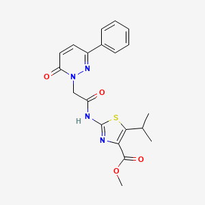 molecular formula C20H20N4O4S B10992028 methyl 2-{[(6-oxo-3-phenylpyridazin-1(6H)-yl)acetyl]amino}-5-(propan-2-yl)-1,3-thiazole-4-carboxylate 