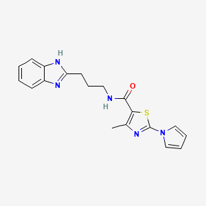 molecular formula C19H19N5OS B10992040 N-[3-(1H-benzimidazol-2-yl)propyl]-4-methyl-2-(1H-pyrrol-1-yl)-1,3-thiazole-5-carboxamide 