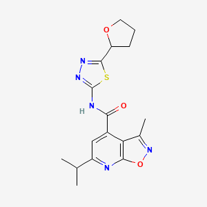 3-methyl-6-(propan-2-yl)-N-[(2E)-5-(tetrahydrofuran-2-yl)-1,3,4-thiadiazol-2(3H)-ylidene][1,2]oxazolo[5,4-b]pyridine-4-carboxamide