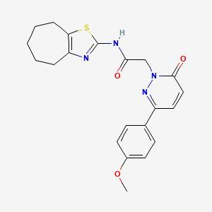 molecular formula C21H22N4O3S B10992067 N-[(2Z)-3,4,5,6,7,8-hexahydro-2H-cyclohepta[d][1,3]thiazol-2-ylidene]-2-[3-(4-methoxyphenyl)-6-oxopyridazin-1(6H)-yl]acetamide 