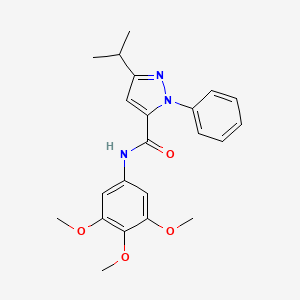 molecular formula C22H25N3O4 B10992075 1-phenyl-3-(propan-2-yl)-N-(3,4,5-trimethoxyphenyl)-1H-pyrazole-5-carboxamide 