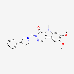 molecular formula C24H26N4O3 B10992089 7,8-dimethoxy-5-methyl-3-[(3-phenylpyrrolidin-1-yl)methyl]-3,5-dihydro-4H-pyridazino[4,5-b]indol-4-one 