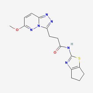 molecular formula C15H16N6O2S B10992115 N-(5,6-dihydro-4H-cyclopenta[d][1,3]thiazol-2-yl)-3-(6-methoxy[1,2,4]triazolo[4,3-b]pyridazin-3-yl)propanamide 