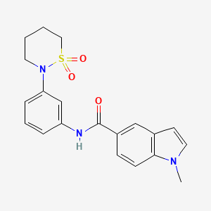 molecular formula C20H21N3O3S B10992134 N-[3-(1,1-dioxido-1,2-thiazinan-2-yl)phenyl]-1-methyl-1H-indole-5-carboxamide 