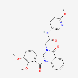 molecular formula C25H22N4O6 B10992138 2-(9,10-dimethoxy-5,11-dioxo-6a,11-dihydroisoindolo[2,1-a]quinazolin-6(5H)-yl)-N-(6-methoxypyridin-3-yl)acetamide 