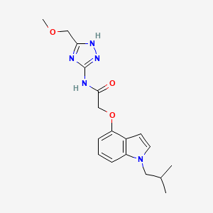 molecular formula C18H23N5O3 B10992156 N-[5-(methoxymethyl)-4H-1,2,4-triazol-3-yl]-2-{[1-(2-methylpropyl)-1H-indol-4-yl]oxy}acetamide 