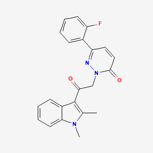 molecular formula C22H18FN3O2 B10992215 2-(2-(1,2-dimethyl-1H-indol-3-yl)-2-oxoethyl)-6-(2-fluorophenyl)pyridazin-3(2H)-one 