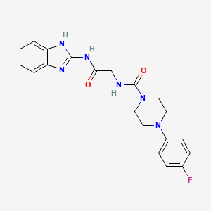 molecular formula C20H21FN6O2 B10992221 N-[2-(1H-benzimidazol-2-ylamino)-2-oxoethyl]-4-(4-fluorophenyl)piperazine-1-carboxamide 