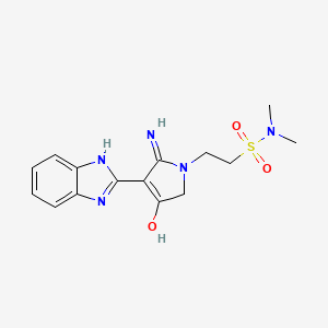 molecular formula C15H19N5O3S B10992234 2-[3-(1H-benzimidazol-2-yl)-4-hydroxy-2-imino-2,5-dihydro-1H-pyrrol-1-yl]-N,N-dimethylethanesulfonamide 