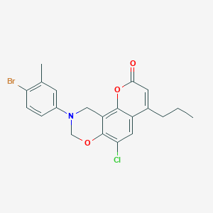 molecular formula C21H19BrClNO3 B10992242 9-(4-bromo-3-methylphenyl)-6-chloro-4-propyl-9,10-dihydro-2H,8H-chromeno[8,7-e][1,3]oxazin-2-one 