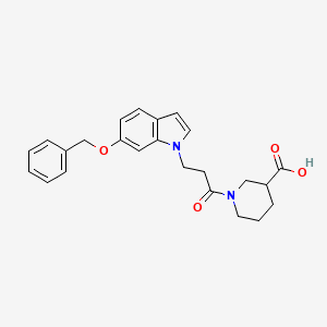 molecular formula C24H26N2O4 B10992257 1-{3-[6-(benzyloxy)-1H-indol-1-yl]propanoyl}piperidine-3-carboxylic acid 