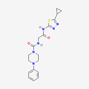 molecular formula C18H22N6O2S B10992260 N-(2-{[(2Z)-5-cyclopropyl-1,3,4-thiadiazol-2(3H)-ylidene]amino}-2-oxoethyl)-4-phenylpiperazine-1-carboxamide 