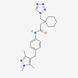 molecular formula C23H31N7O B10992327 2-[1-(1H-tetrazol-1-ylmethyl)cyclohexyl]-N-{4-[(1,3,5-trimethyl-1H-pyrazol-4-yl)methyl]phenyl}acetamide 