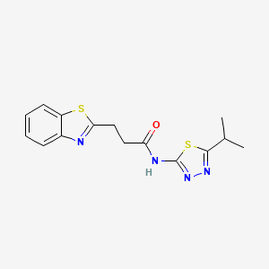 molecular formula C15H16N4OS2 B10992341 3-(1,3-benzothiazol-2-yl)-N-[5-(propan-2-yl)-1,3,4-thiadiazol-2-yl]propanamide 