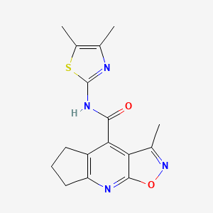 molecular formula C16H16N4O2S B10992354 N-(4,5-dimethylthiazol-2-yl)-3-methyl-6,7-dihydro-5H-cyclopenta[b]isoxazolo[4,5-e]pyridine-4-carboxamide 