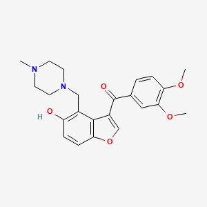 molecular formula C23H26N2O5 B10992376 (3,4-Dimethoxyphenyl){5-hydroxy-4-[(4-methylpiperazin-1-yl)methyl]-1-benzofuran-3-yl}methanone 