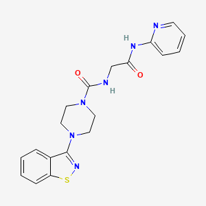 molecular formula C19H20N6O2S B10992381 4-(1,2-benzothiazol-3-yl)-N-[2-oxo-2-(pyridin-2-ylamino)ethyl]piperazine-1-carboxamide 