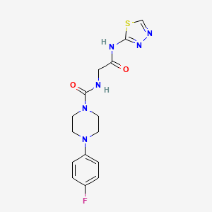 molecular formula C15H17FN6O2S B10992397 4-(4-fluorophenyl)-N-{2-oxo-2-[(2Z)-1,3,4-thiadiazol-2(3H)-ylideneamino]ethyl}piperazine-1-carboxamide 