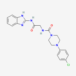 molecular formula C20H21ClN6O2 B10992425 N-[2-(1H-benzimidazol-2-ylamino)-2-oxoethyl]-4-(4-chlorophenyl)piperazine-1-carboxamide 