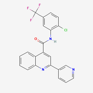 molecular formula C22H13ClF3N3O B10992503 N-[2-chloro-5-(trifluoromethyl)phenyl]-2-(pyridin-3-yl)quinoline-4-carboxamide 