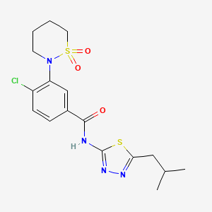 4-chloro-3-(1,1-dioxido-1,2-thiazinan-2-yl)-N-[(2E)-5-(2-methylpropyl)-1,3,4-thiadiazol-2(3H)-ylidene]benzamide