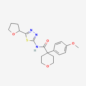 4-(4-methoxyphenyl)-N-(5-(tetrahydrofuran-2-yl)-1,3,4-thiadiazol-2-yl)tetrahydro-2H-pyran-4-carboxamide