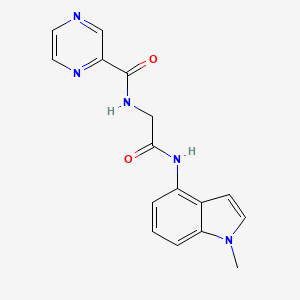 molecular formula C16H15N5O2 B10992531 N-{2-[(1-methyl-1H-indol-4-yl)amino]-2-oxoethyl}pyrazine-2-carboxamide 