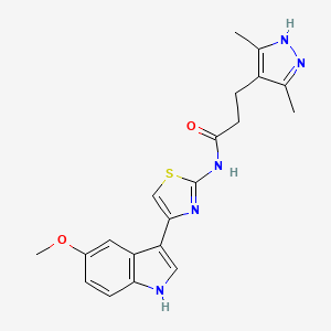 molecular formula C20H21N5O2S B10992542 3-(3,5-dimethyl-1H-pyrazol-4-yl)-N-[4-(5-methoxy-1H-indol-3-yl)-1,3-thiazol-2-yl]propanamide 