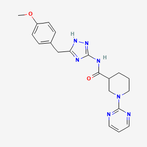 molecular formula C20H23N7O2 B10992563 N-[3-(4-methoxybenzyl)-1H-1,2,4-triazol-5-yl]-1-(pyrimidin-2-yl)piperidine-3-carboxamide 