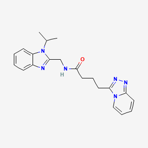 molecular formula C21H24N6O B10992565 N-{[1-(propan-2-yl)-1H-benzimidazol-2-yl]methyl}-4-([1,2,4]triazolo[4,3-a]pyridin-3-yl)butanamide 